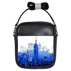 Skyline Skyscraper Abstract Points Girls Sling Bag by Simbadda