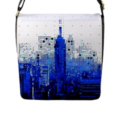 Skyline Skyscraper Abstract Points Flap Closure Messenger Bag (l) by Simbadda