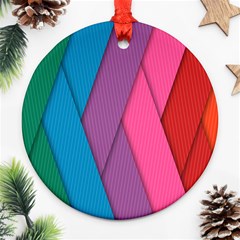 Abstract Background Colorful Strips Ornament (round) by Simbadda