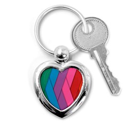 Abstract Background Colorful Strips Key Chains (heart)  by Simbadda