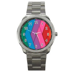 Abstract Background Colorful Strips Sport Metal Watch by Simbadda