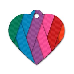 Abstract Background Colorful Strips Dog Tag Heart (two Sides) by Simbadda