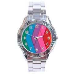 Abstract Background Colorful Strips Stainless Steel Analogue Watch by Simbadda