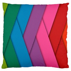 Abstract Background Colorful Strips Large Flano Cushion Case (two Sides) by Simbadda