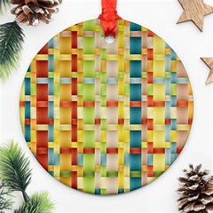 Woven Pattern Background Yellow Ornament (round) by Simbadda