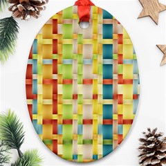 Woven Pattern Background Yellow Ornament (oval) by Simbadda