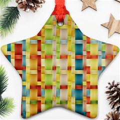 Woven Pattern Background Yellow Ornament (star) by Simbadda