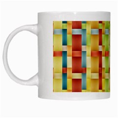 Woven Pattern Background Yellow White Mugs by Simbadda