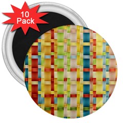 Woven Pattern Background Yellow 3  Magnets (10 Pack)  by Simbadda