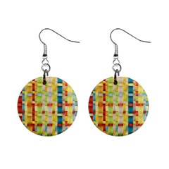 Woven Pattern Background Yellow Mini Button Earrings by Simbadda