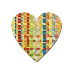 Woven Pattern Background Yellow Heart Magnet by Simbadda