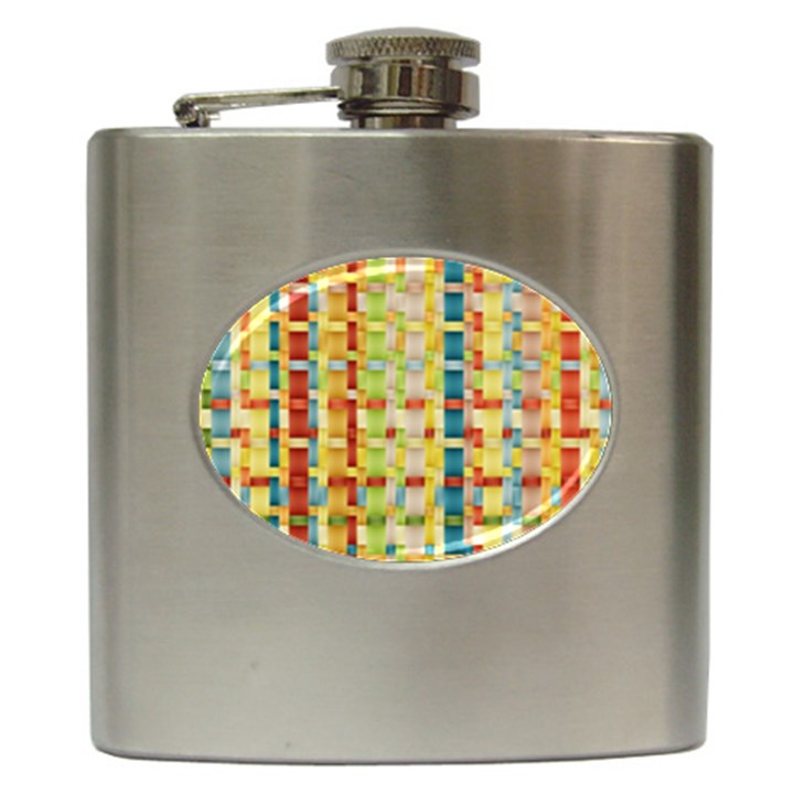 Woven Pattern Background Yellow Hip Flask (6 oz)