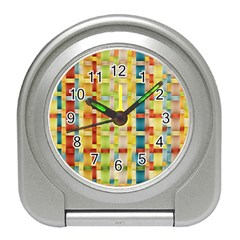 Woven Pattern Background Yellow Travel Alarm Clock by Simbadda