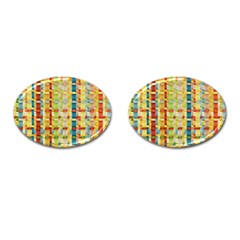 Woven Pattern Background Yellow Cufflinks (oval) by Simbadda