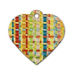 Woven Pattern Background Yellow Dog Tag Heart (one Side) by Simbadda