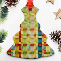 Woven Pattern Background Yellow Ornament (christmas Tree)  by Simbadda