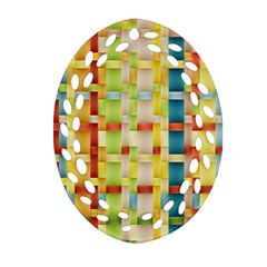 Woven Pattern Background Yellow Oval Filigree Ornament (two Sides) by Simbadda