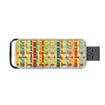 Woven Pattern Background Yellow Portable USB Flash (Two Sides) Back