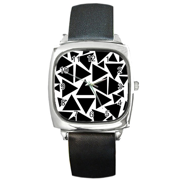 Black Triangle Square Metal Watch