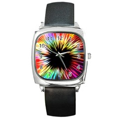 Color Background Structure Lines Square Metal Watch by Simbadda