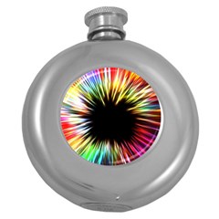 Color Background Structure Lines Round Hip Flask (5 Oz) by Simbadda