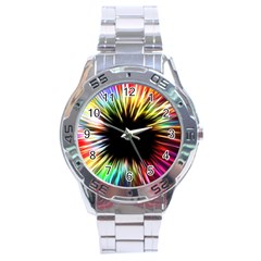 Color Background Structure Lines Stainless Steel Analogue Watch by Simbadda