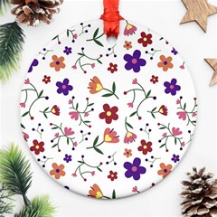 Flowers Pattern Texture Nature Ornament (round) by Simbadda