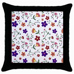 Flowers Pattern Texture Nature Throw Pillow Case (black) by Simbadda