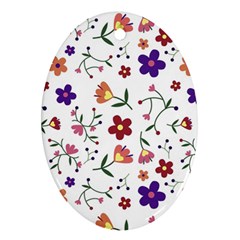 Flowers Pattern Texture Nature Oval Ornament (two Sides)