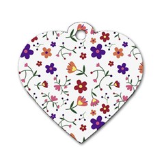 Flowers Pattern Texture Nature Dog Tag Heart (two Sides) by Simbadda