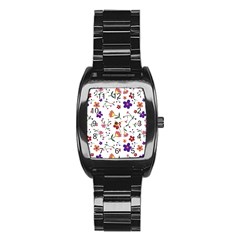 Flowers Pattern Texture Nature Stainless Steel Barrel Watch by Simbadda