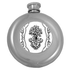 Floriated Antique Scroll Fruit Round Hip Flask (5 Oz) by Simbadda