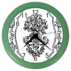 Floriated Antique Scroll Fruit Color Wall Clock by Simbadda