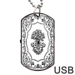 Floriated Antique Scroll Fruit Dog Tag Usb Flash (one Side) by Simbadda