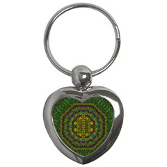 Butterfly Flower Jungle And Full Of Leaves Everywhere Key Chains (heart)  by pepitasart