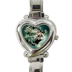 Wonderful Dark Mermaid With Awesome Orca Heart Italian Charm Watch by FantasyWorld7