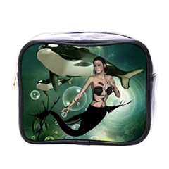 Wonderful Dark Mermaid With Awesome Orca Mini Toiletries Bag (one Side) by FantasyWorld7