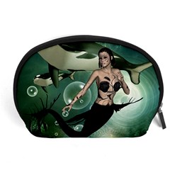 Wonderful Dark Mermaid With Awesome Orca Accessory Pouch (large) by FantasyWorld7