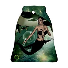 Wonderful Dark Mermaid With Awesome Orca Bell Ornament (two Sides) by FantasyWorld7