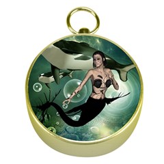 Wonderful Dark Mermaid With Awesome Orca Gold Compasses by FantasyWorld7