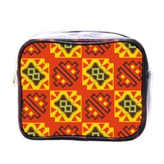 Squares And Other Shapes Pattern                                                       Mini Toiletries Bag (one Side) by LalyLauraFLM