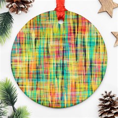 Yellow Blue Red Stripes                                                        Ornament (round) by LalyLauraFLM