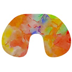 Orange Red Yellow Watercolors Texture                                                        Travel Neck Pillow by LalyLauraFLM