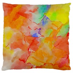 Orange Red Yellow Watercolors Texture                                                  Standard Flano Cushion Case (two Sides) by LalyLauraFLM