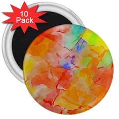 Orange Red Yellow Watercolors Texture                                                        3  Magnet (10 Pack) by LalyLauraFLM