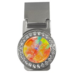 Orange Red Yellow Watercolors Texture                                                        Money Clip (cz)