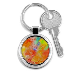 Orange Red Yellow Watercolors Texture                                                        Key Chain (round) by LalyLauraFLM