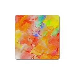 Orange Red Yellow Watercolors Texture                                                        Magnet (square) by LalyLauraFLM