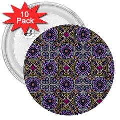 Vintage Abstract Unique Original 3  Buttons (10 Pack) 