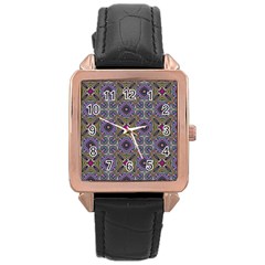 Vintage Abstract Unique Original Rose Gold Leather Watch 